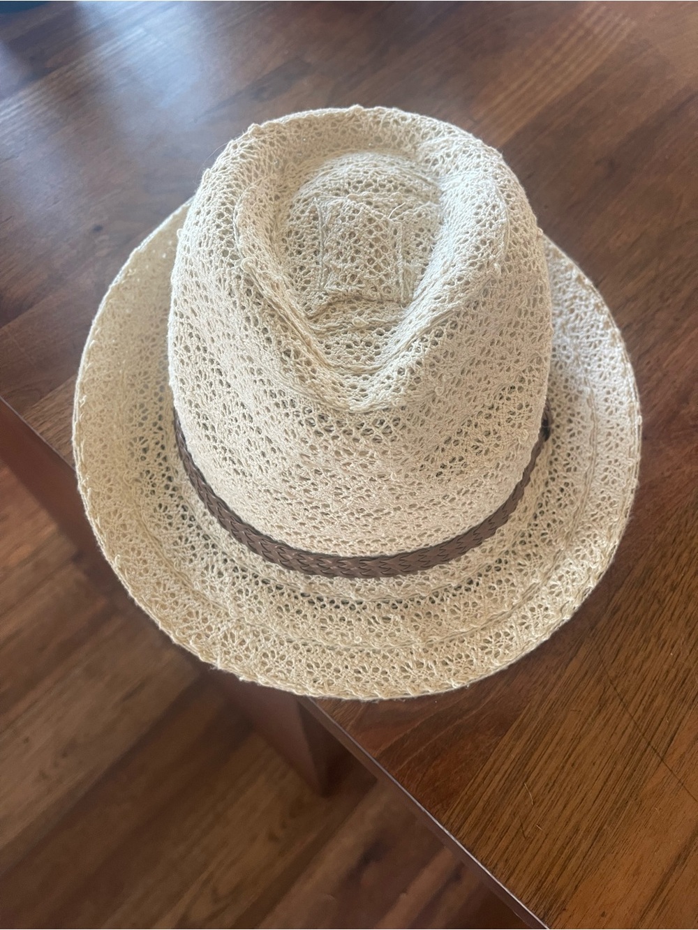 Le Château Open Weave Cotton Fedora - Off White